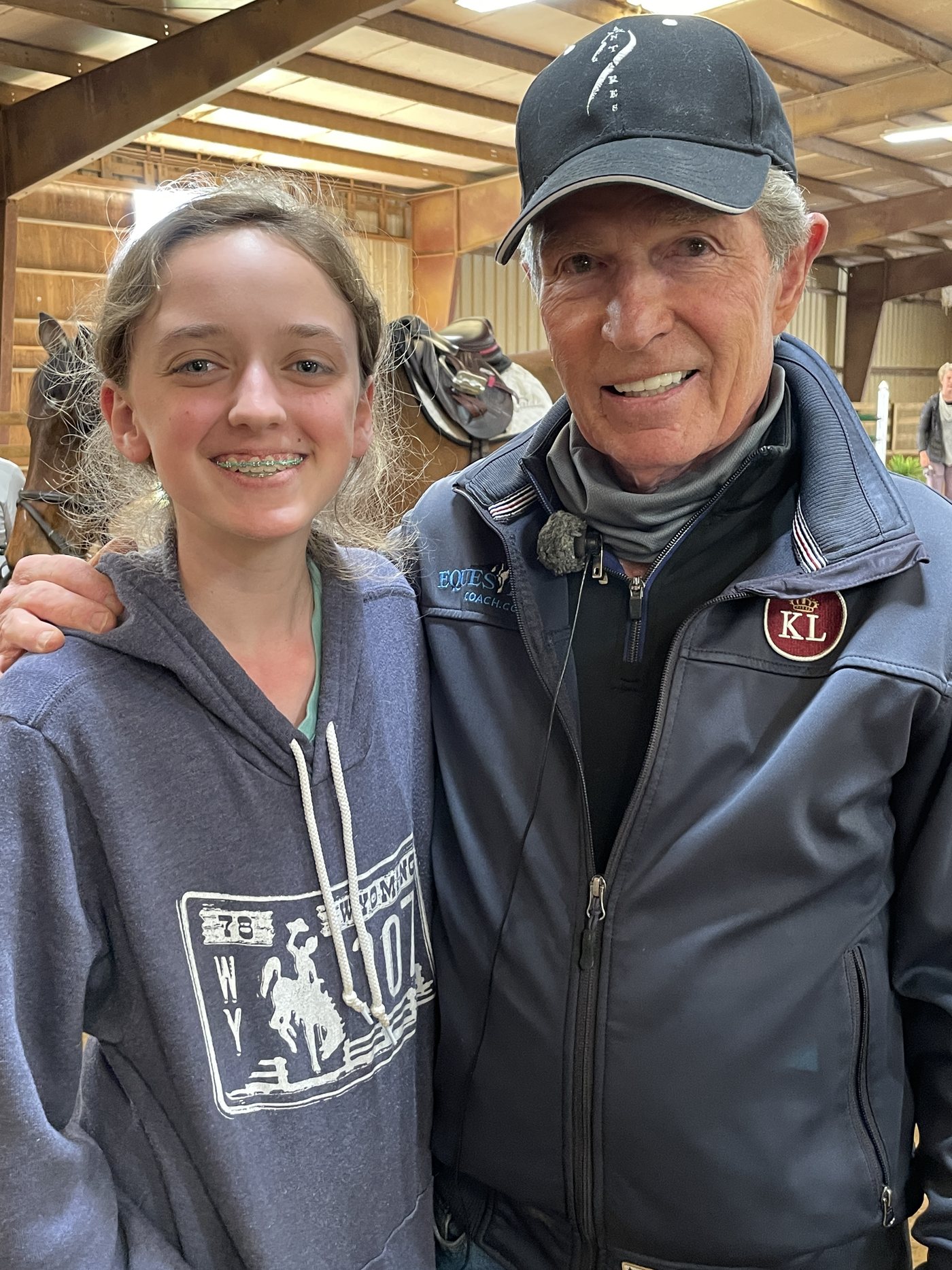 Juliette with Bernie Traurig at a riding clinic